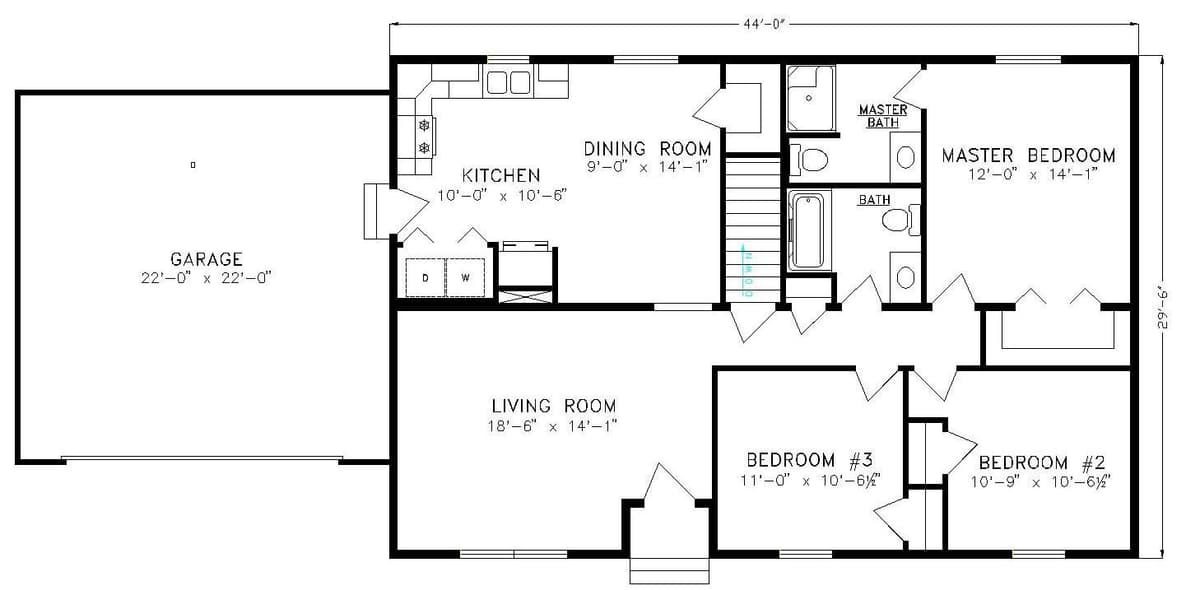 Schematic floor plan of a single-story home